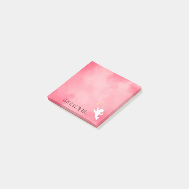 Pink Cupid With Tennis Racket Love Post-it Notes (Angled)
