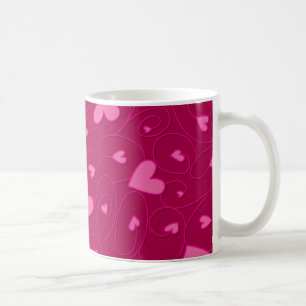 Pink curly hearts coffee mug