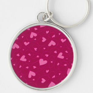 Pink curly hearts key ring