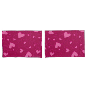 Pink curly hearts pillowcase