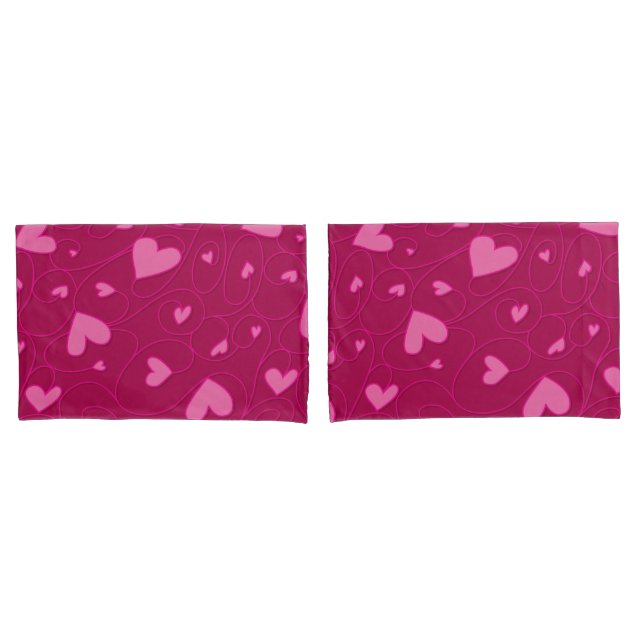 Pink curly hearts pillowcase (Front-Set)