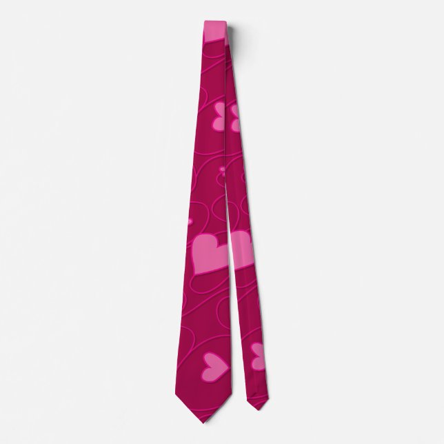 Pink curly hearts tie (Front)