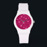 Pink curly hearts watch<br><div class="desc">Add some elegance to your day with this swirly curly heart pattern!</div>