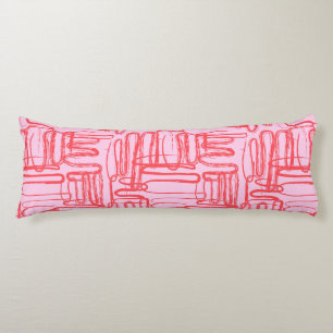 Pink Curve Wavy Squiggle Abstract Modern Body Cushion