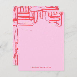 Pink Curve Wavy Squiggle Abstract Modern Card