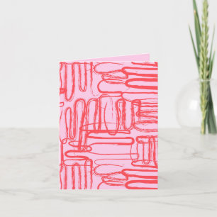 Pink Curve Wavy Squiggle Abstract Modern Card