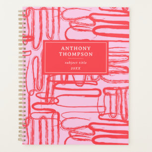 Pink Curve Wavy Squiggle Abstract Modern Planner