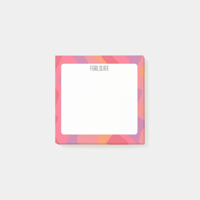 Pink Curves CUSTOM Chic Monogram Personalised Post-it Notes (Front)