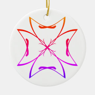 Pink Curves Doodle Mandala #25  Ceramic Ornament