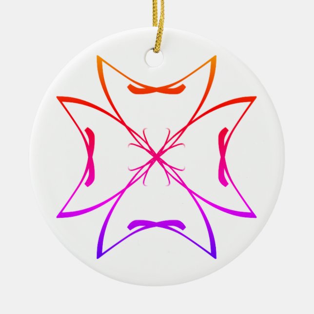 Pink Curves Doodle Mandala #25  Ceramic Ornament (Front)