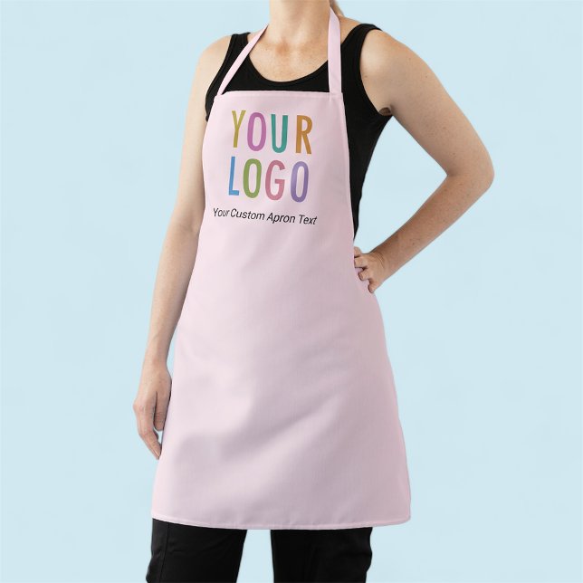Pink Custom Apron with Company Logo All Over Print (MISOOK Light Pink Apron with Logo)