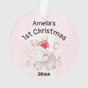 Pink Custom Baby Girl Name First Christmas 2021 Ornament