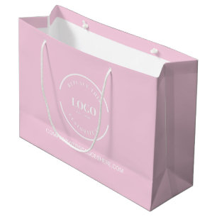 Pink Custom Business Company website white Logo Large Gift Bag