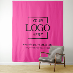 Pink Custom Business Logo Corporate Event Backdrop Tapestry