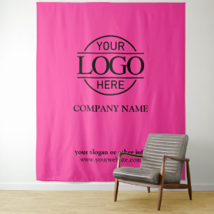 Pink Custom Business Logo Trade Show Backdrop Tapestry
