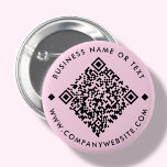 Pink | Custom Business QR Code Button<br><div class="desc">Customisable QR Code button pin,  with a pink background. To generate a new QR code on the design,  add your website URL or social media handle in the " personalise this template" feature.</div>