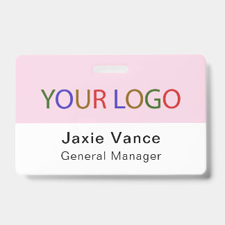 Pink Custom Hard Plastic  with Metal Clip ID Badge