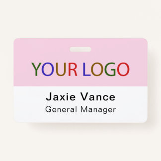 Pink Custom Hard Plastic with Metal Clip ID Badge