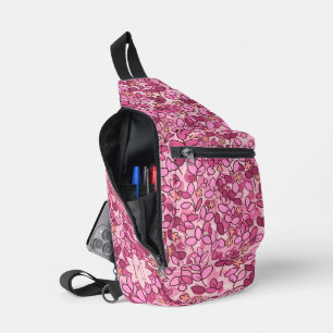 Pink Custom Leaf Cluster with Tiny Flowers Sling Bag