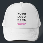 Pink Custom Logo and Text Branded Hat No Minimum<br><div class="desc">Business Logo eyecatching red Printed Optional Text Promotional Baseball & Trucker Hat Express your unique company style with our customisable logo and text branded hats - no minimum order required. Whether you prefer vibrant hues or classic shades, we offer a wide range of colour options for best matching with your...</div>