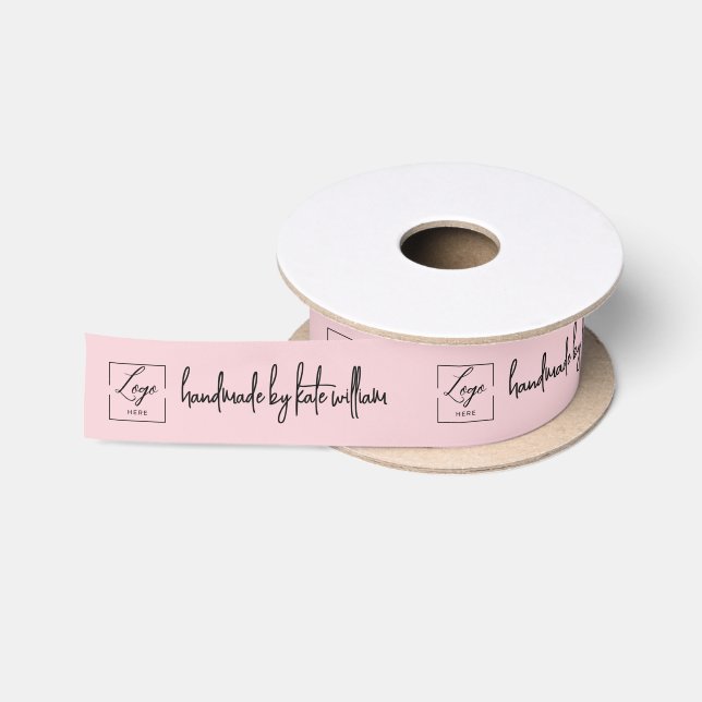 Pink Custom logo machine sewing label Satin Ribbon (Spool)