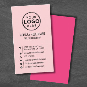 Pink Custom Logo Minimal Modern Vertical Business Card