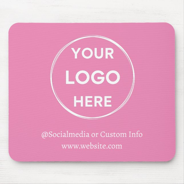 Pink Custom Logo Modern Minimalist Business Staff Mouse Pad (Front)