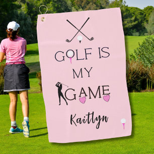 Pink Custom Modern Golf is My Game Personalised Towel