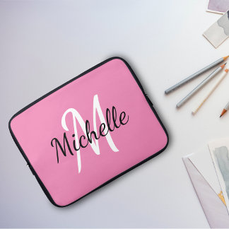 Pink Custom Monogram Laptop Sleeve