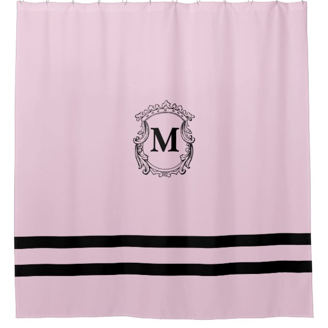 Pink Custom Monogram  Shower Curtain (Front)