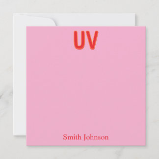 Pink Custom Monogram Stationery Invitation