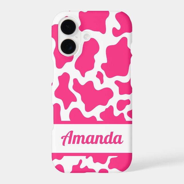 Pink Custom Name Cow Print Pattern (Back)