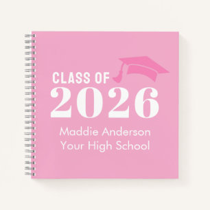 Pink Custom Name Graduation Notebook