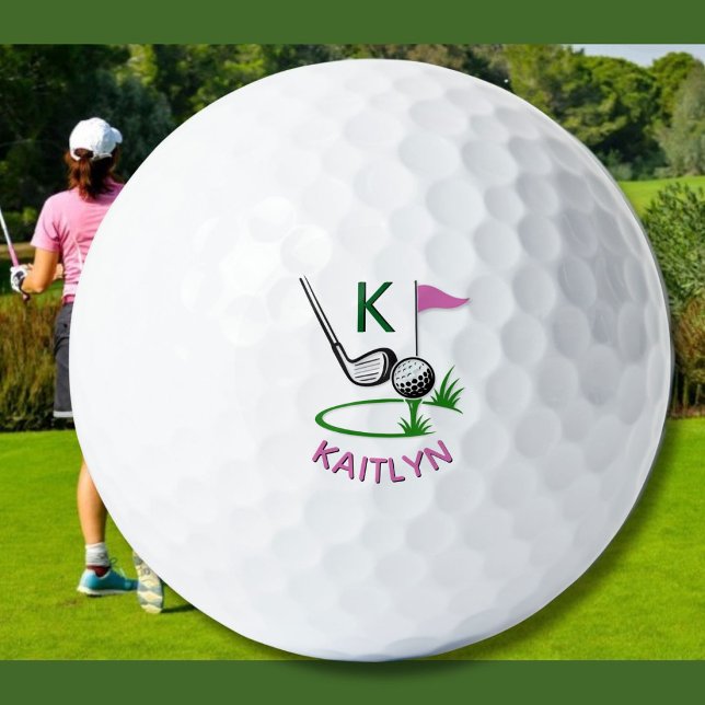 Pink Custom Name Monogram Flag Ball Club  (Creator Uploaded)