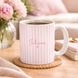 Pink Custom Name Striped Cup Gift For Her 