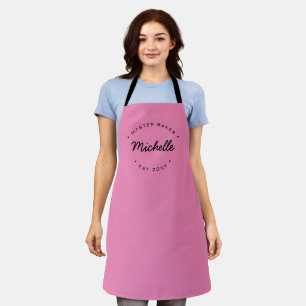 Pink Custom Name Year Master Baker Apron