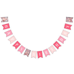 PINK Custom Photo Happy Birthday Banner