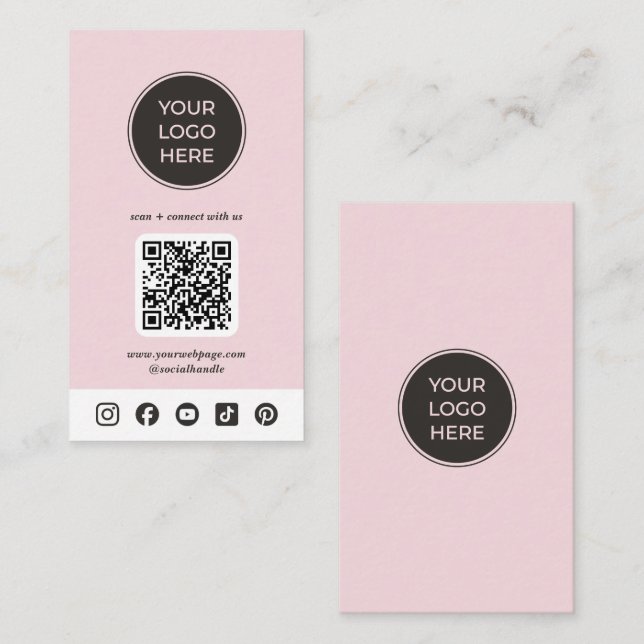 Pink Custom Social Media Logo Business Card (Front/Back)