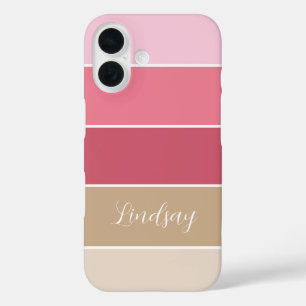 pink Custom Summer Colour Block Stripes iPhone 16 Case