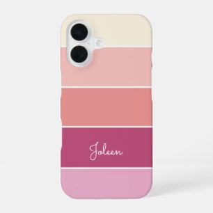 pink Custom Summer Colour Block Stripes iPhone 16 Case