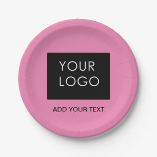 Pink Customisable Business Add Logo  Paper Plate
