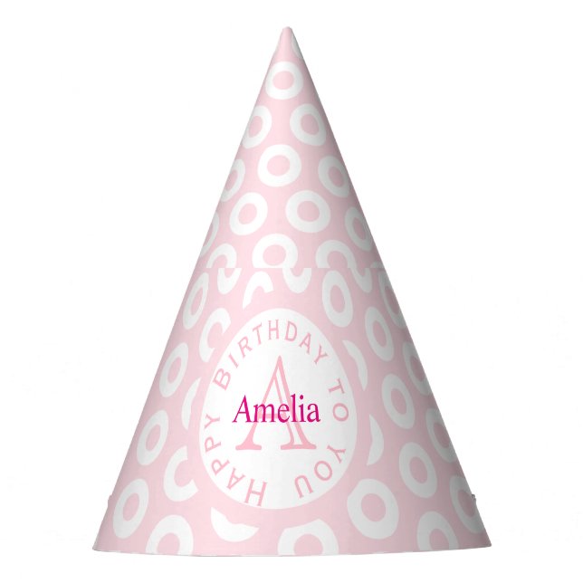 Pink customise party hat (Front)