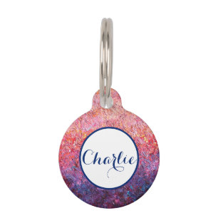 Pink customised lost dog pet tag