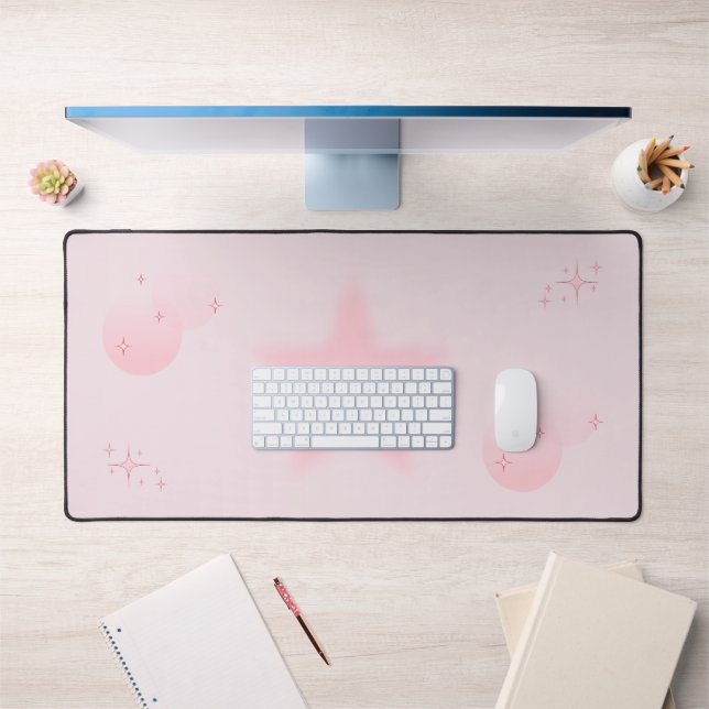 Pink Cute Aesthetic Sparkle  Desk Mat (Office 1)