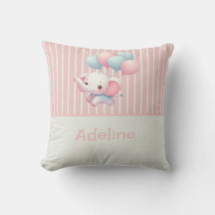Pink, Cute baby elephant Cushion
