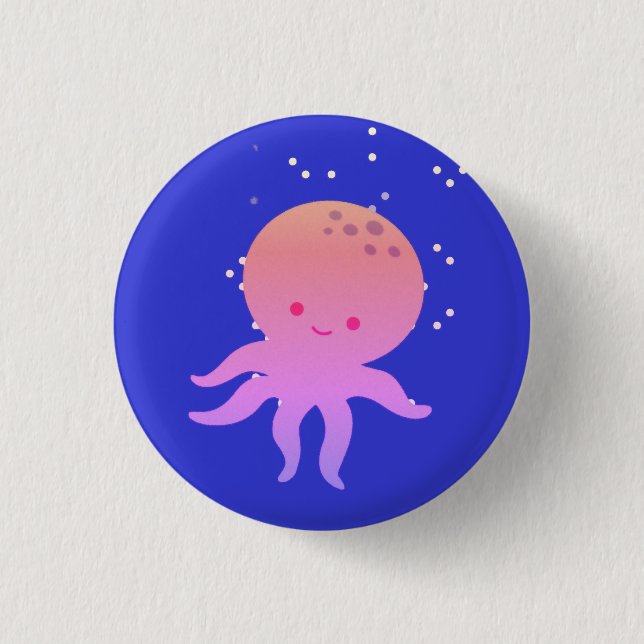 Pink Cute Baby Octopus Cartoon 3 Cm Round Badge (Front)