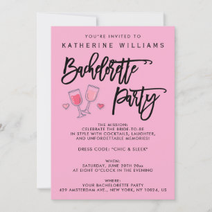 Pink Cute Bachelorette Party Invitations