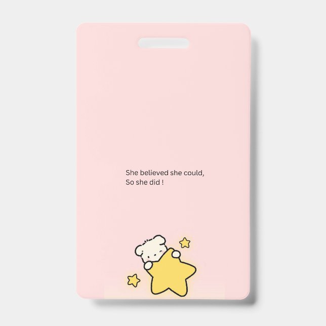 Pink Cute Badge ID Badge (Front)