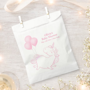 Pink Cute Balloon Unicorn Baby Shower Favour Bag