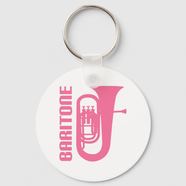 Pink Cute Baritone Design Key Ring (Front)